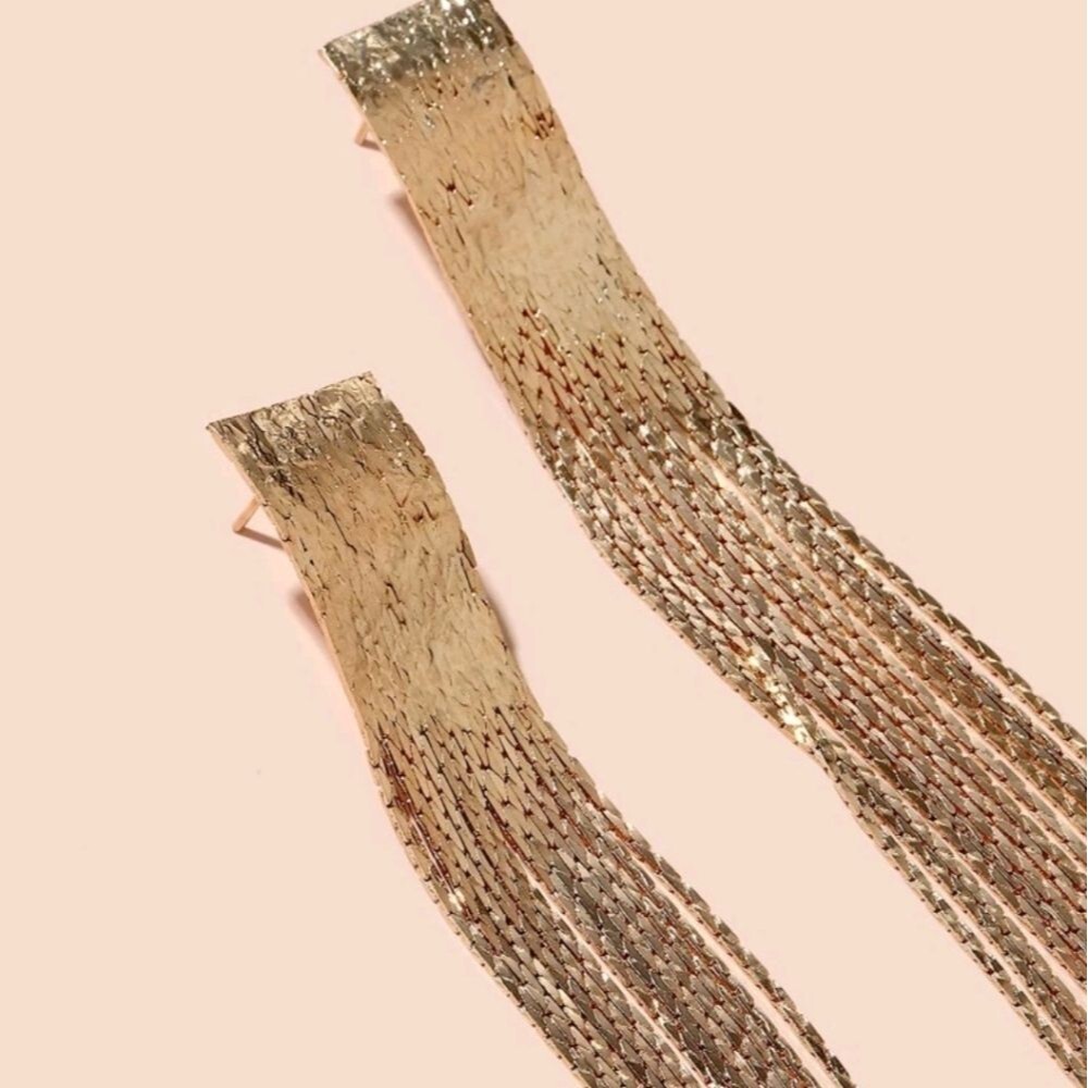 💖 2/$30 Womens Dangle Gold tone long tassel formal party formal sexy earrings - Picture 5 of 11
